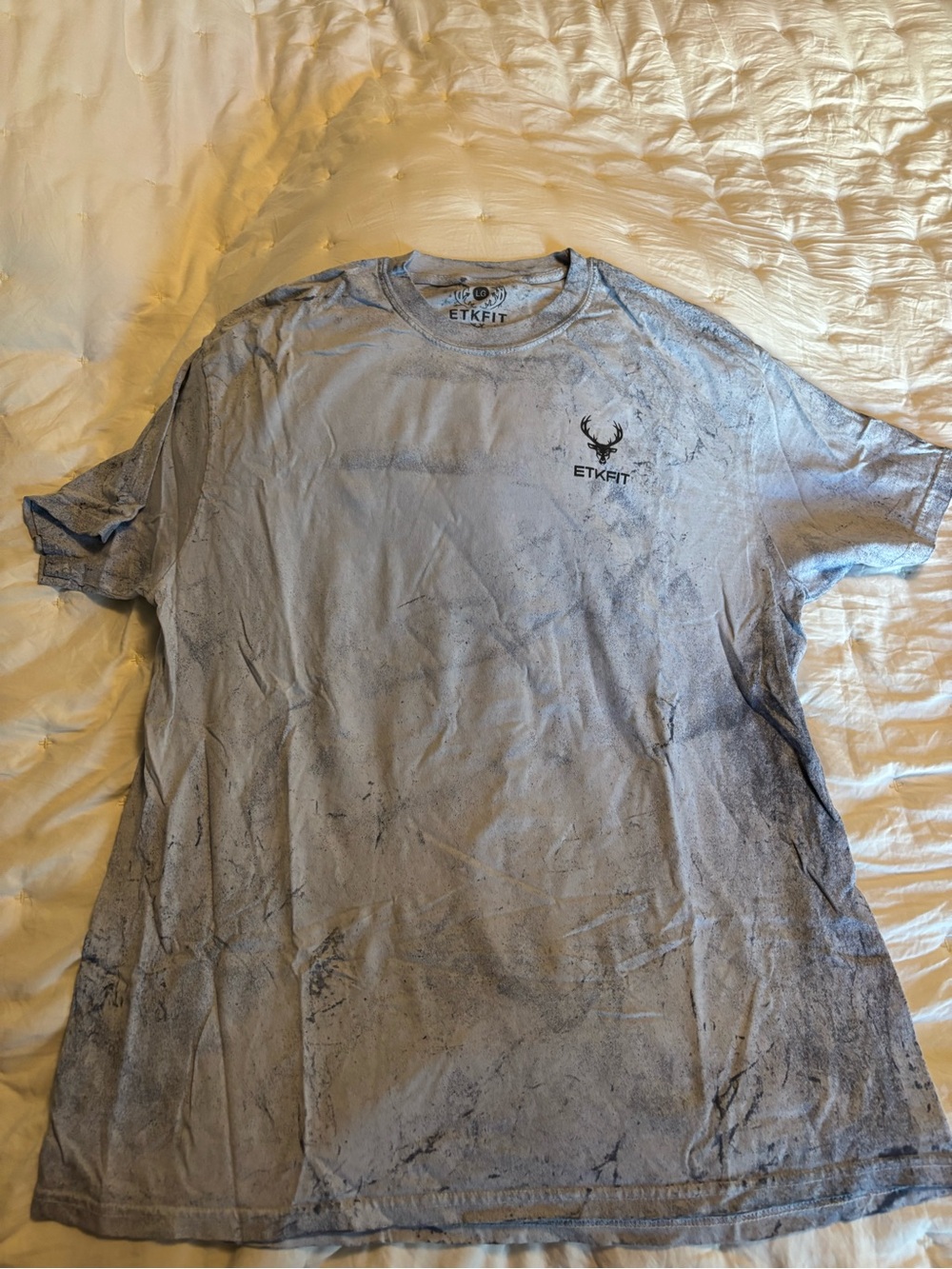 ETKFIT Light Gray Marble-Effect Short Sleeve Tee